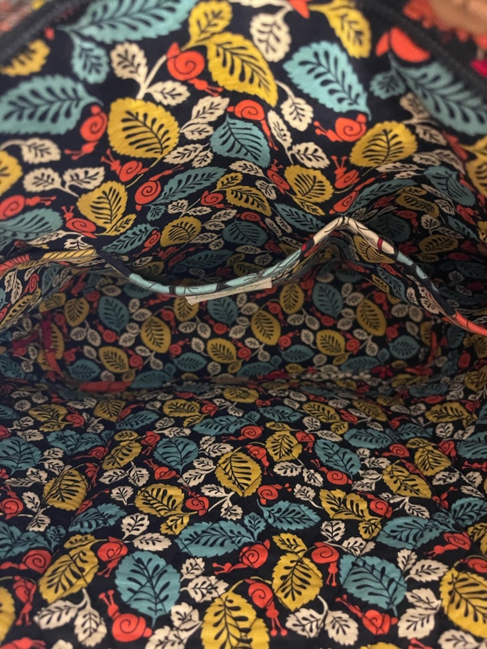 Vera Bradley Quilted Floral Tote with Coral, Turquoise & Yellow Accents - Picture 10 of 11